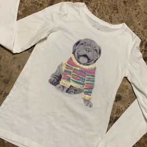 Colorful fun dog in sweater long sleeve tee size L